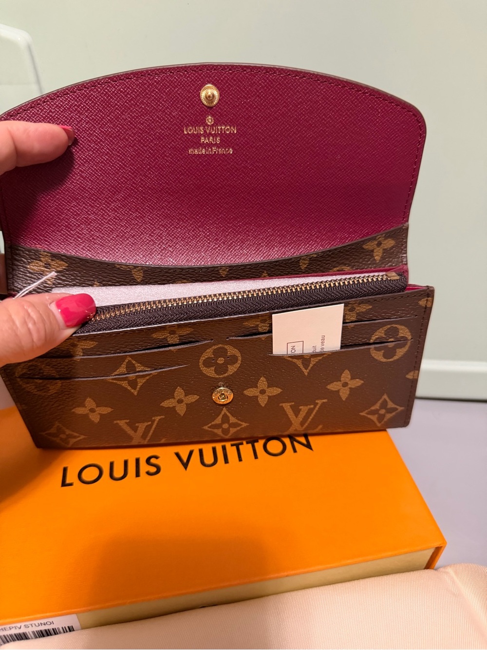 Louis Vuitton Monogram Envelope style wallet with Wine Button face & Interior